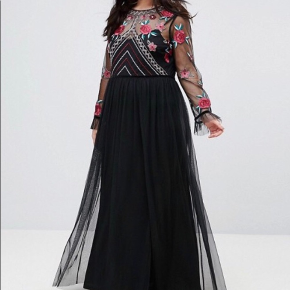 ASOS rose embroidered formal dress.