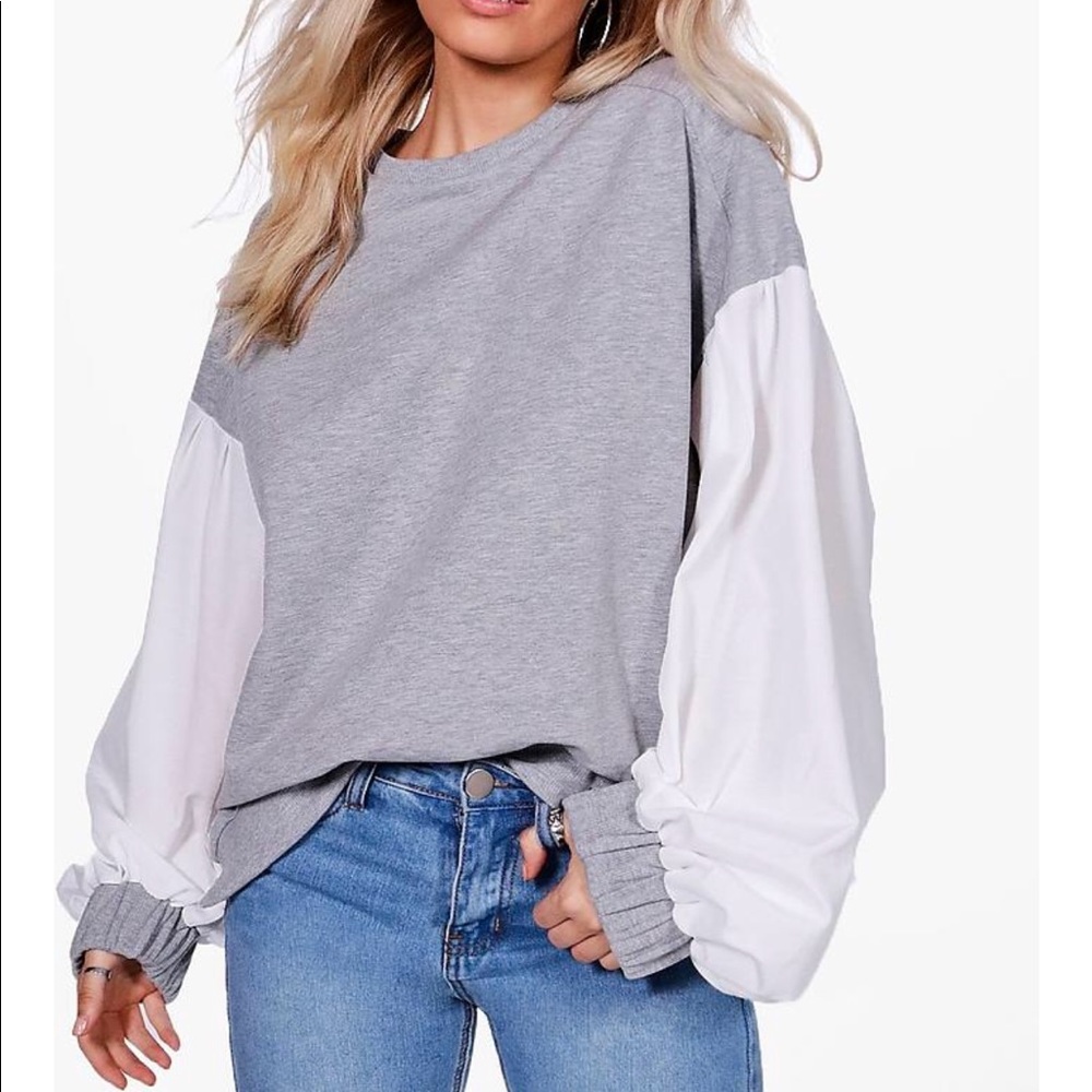 Contrasting Ballon Sleeve Sweater