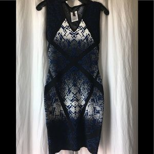 BCBG sleeveless stretch midi dress