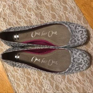 Grey leopard print TOMS ballet flats