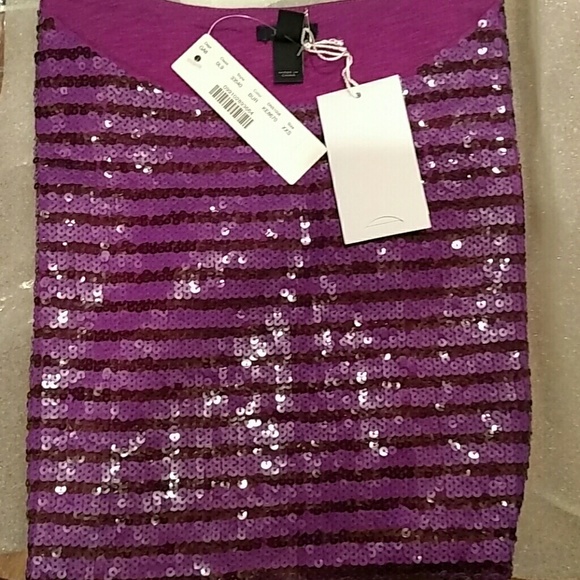 J. Crew New With Tags Sequin Stripe Tee - Picture 2 of 2