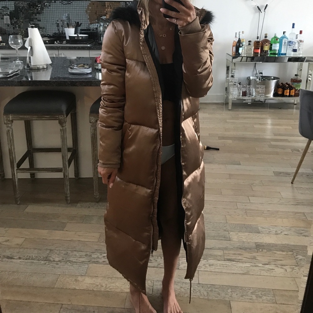 Missguided copper/brown puffer long coat