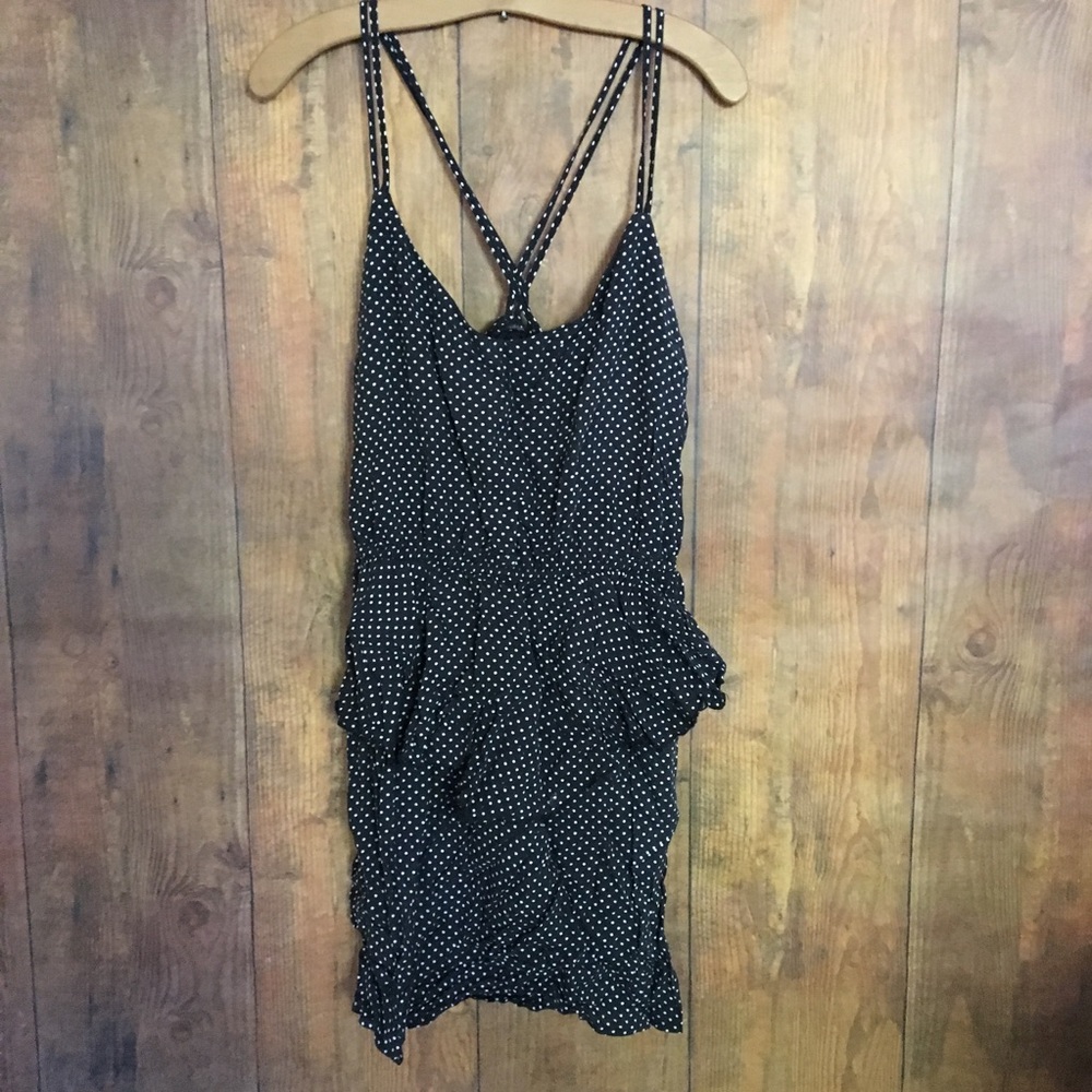 Blue and white polka dot tank top