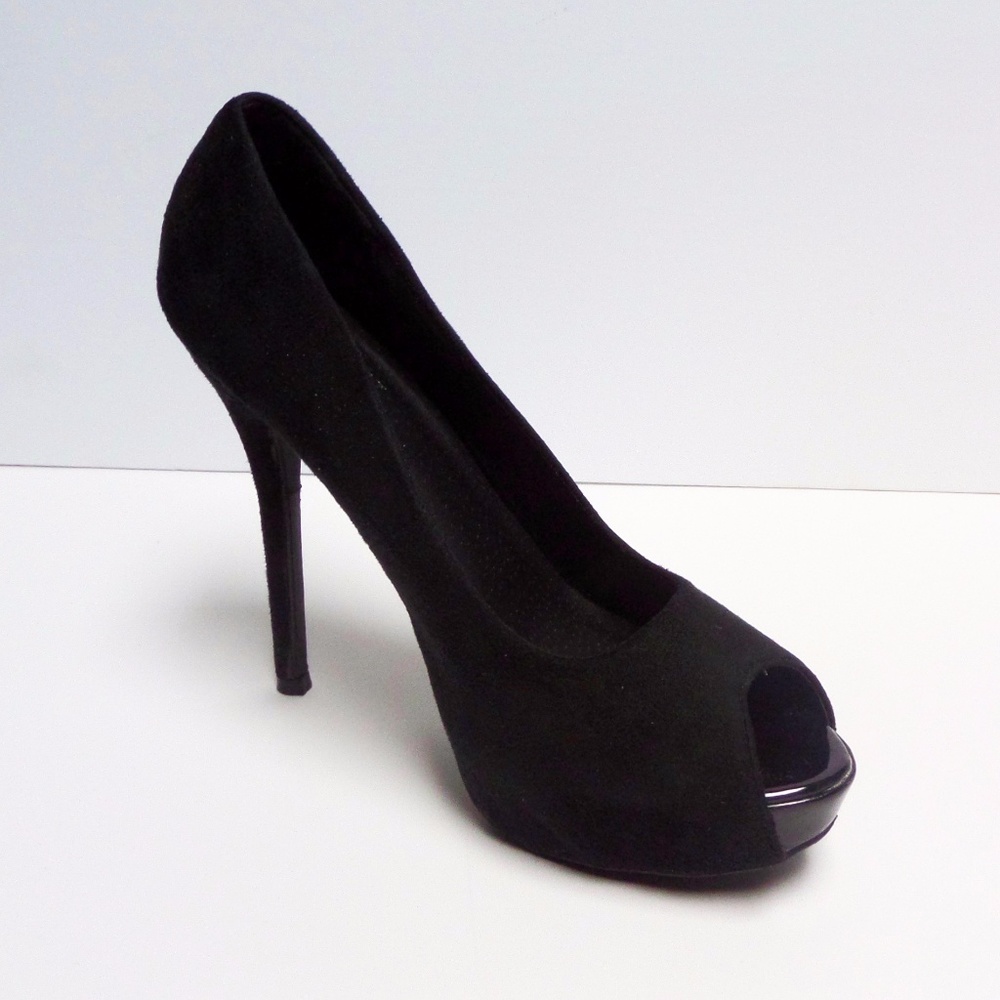 Cathy Peep Toe Suede Stiletto Heels