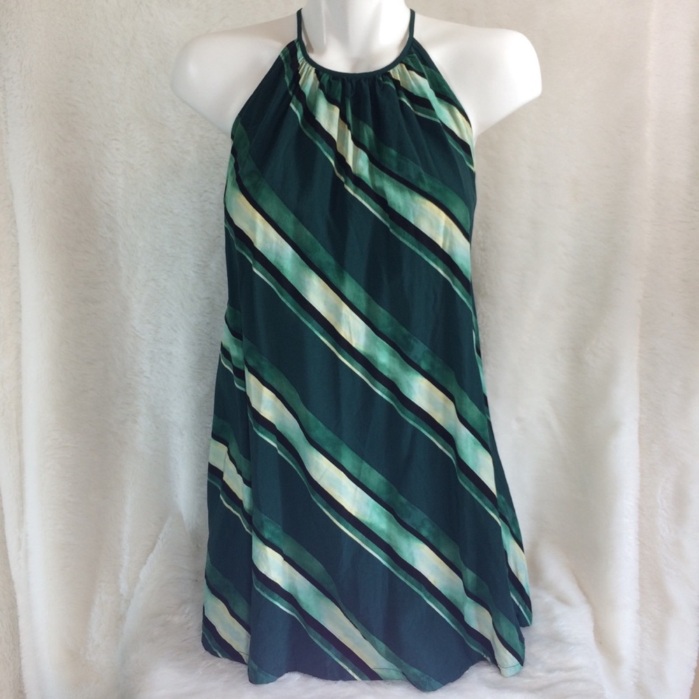Forever 21 Green Halter Striped Festive Dress XS