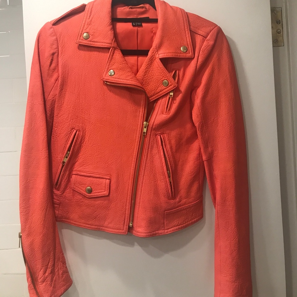 Salmon leather jacket