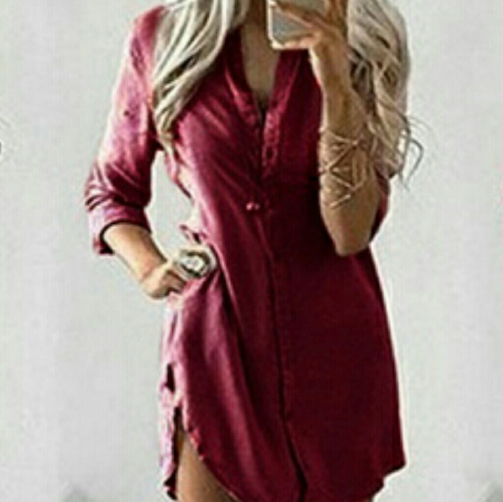Maroon/Deep Red Long blouse dress!!
