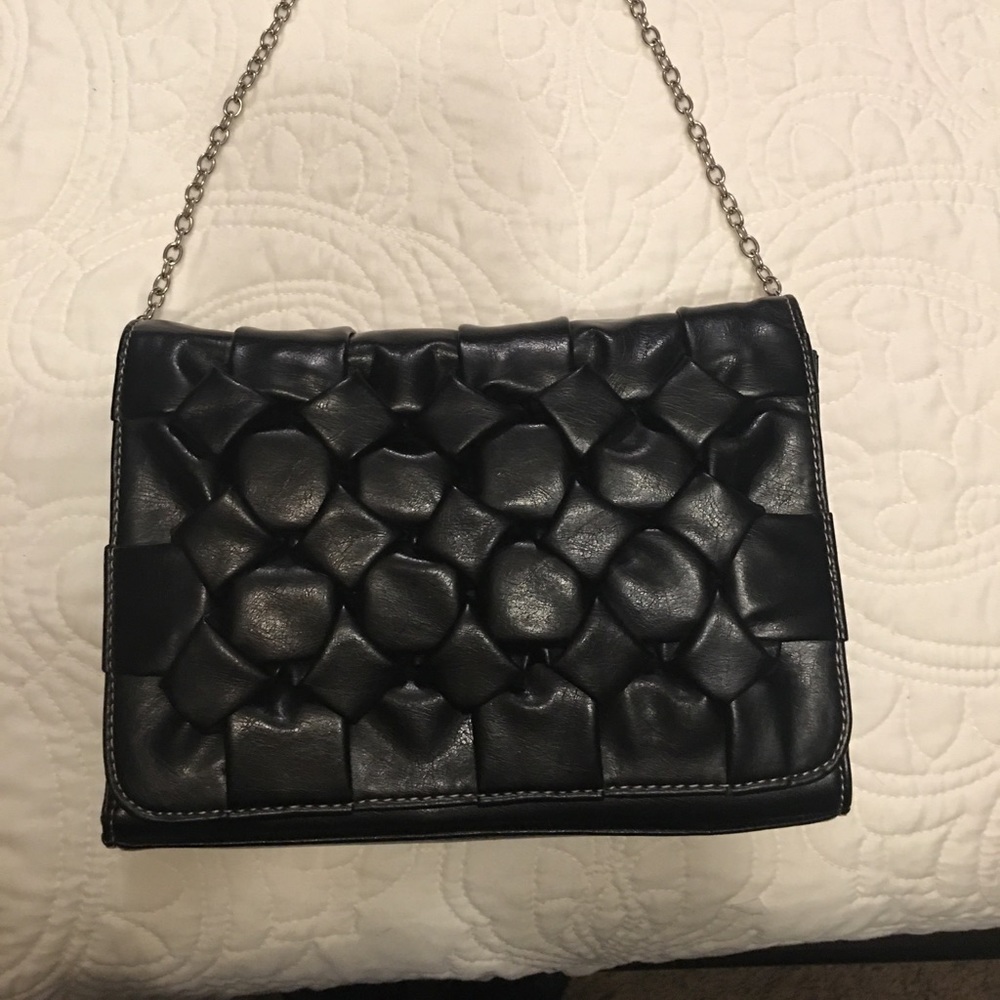 SALE Black quilted leatherette convertible bag EUC