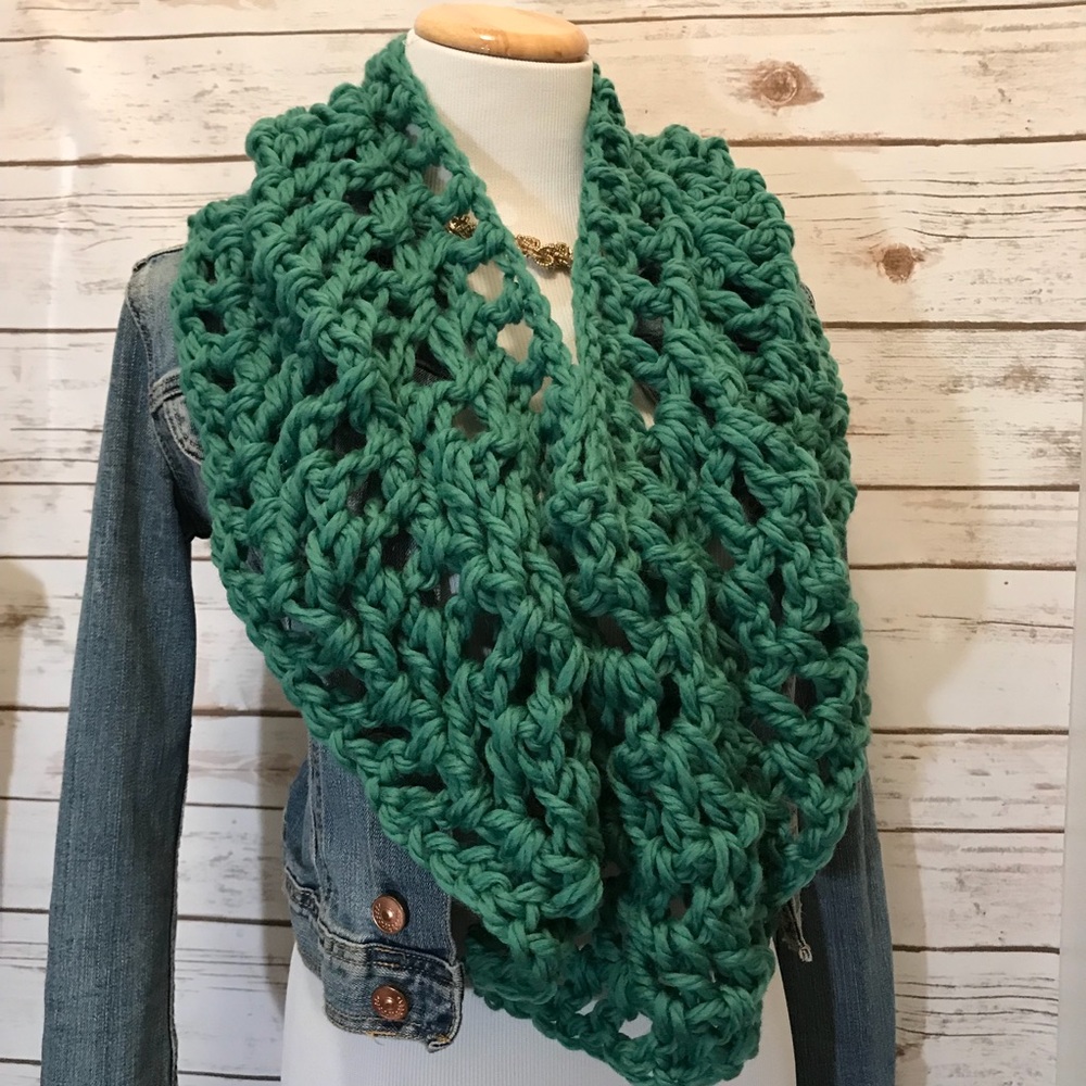 Turquoise 100% peruvian wool handmade scarf