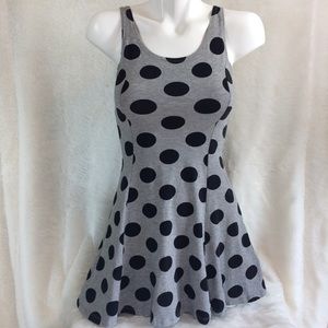 Divided H&M Gray Black Polka-Dot Stretch Dress XS