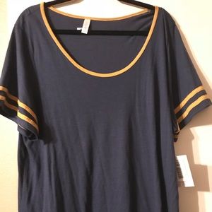 Lularoe 3xl Classic Tee Navy w Gold stripes