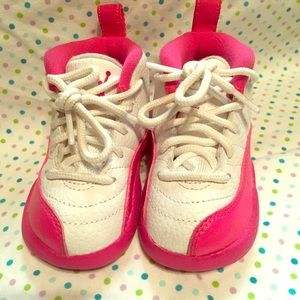 White and Pink Jordan 12 Retro Infant/Toddler