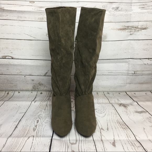 New Taupe Mid Calf High Heel Boot - Picture 4 of 6