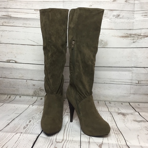 New Taupe Mid Calf High Heel Boot - Picture 5 of 6