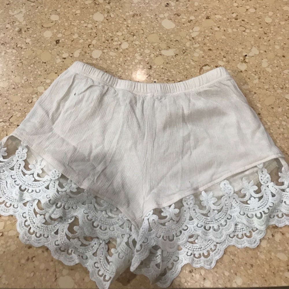 White lace shorts