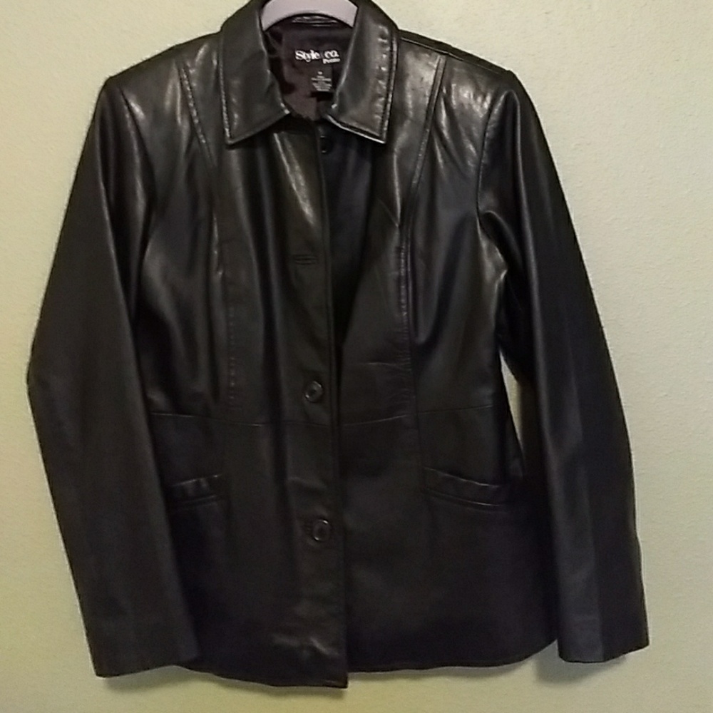 Petite size leather blazer