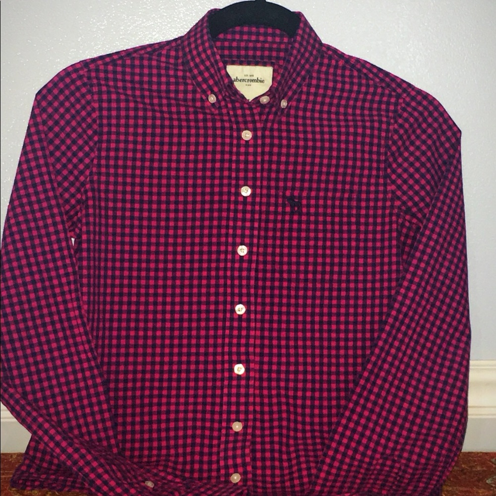 Girls XL Abercrombie Button Down Plaid Shirt