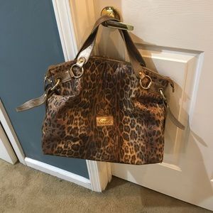 Italian Leather Terrida Metallic Leopard Satchel