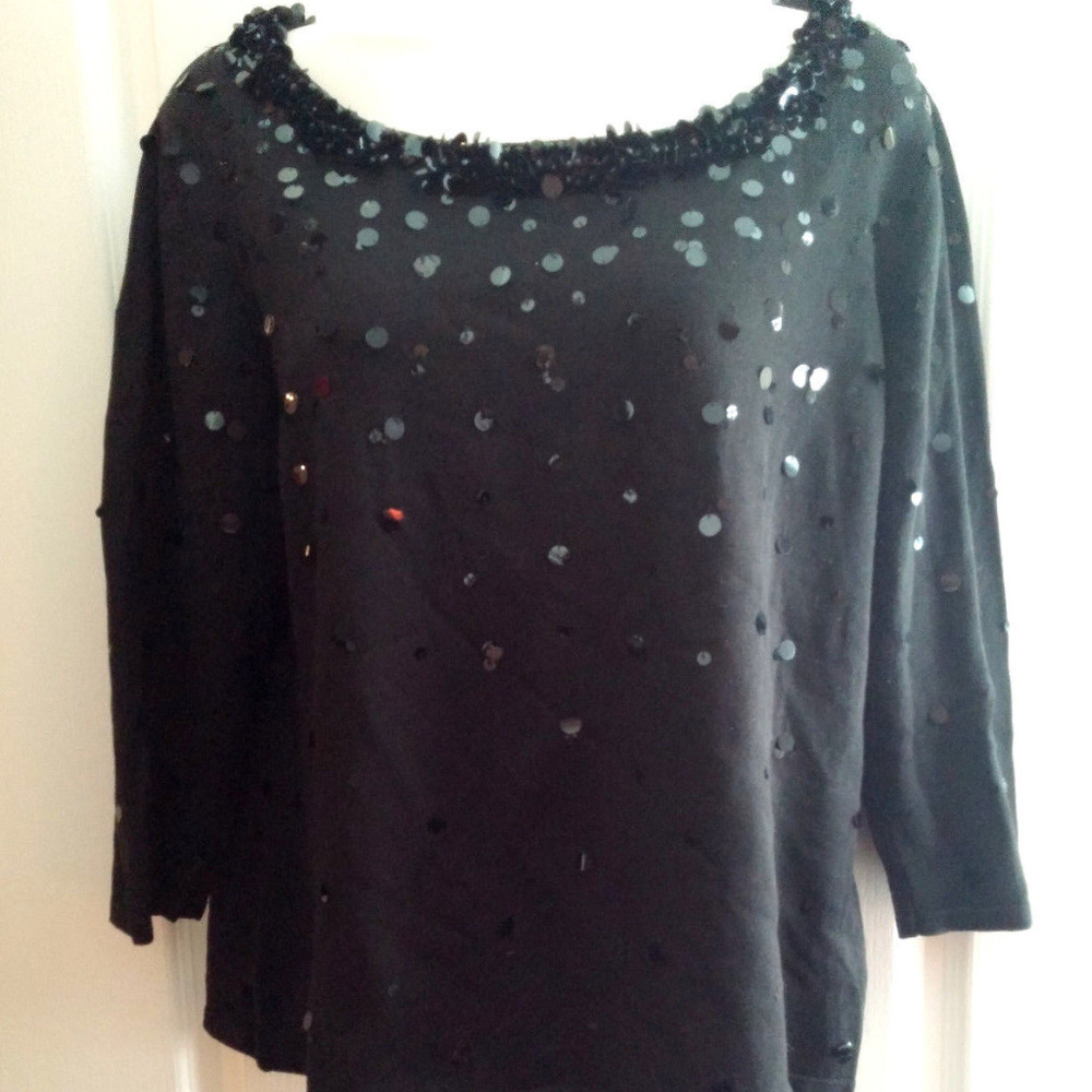 Talbots Sequin Silk Blend Knit Top Size 12W