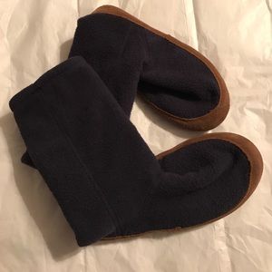 L.L.BEAN WOMENS NAVY FLEECE SLIPPER SOCKS XXS(6-7)