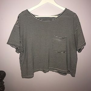 American apparel crop short sleeve striped shirt