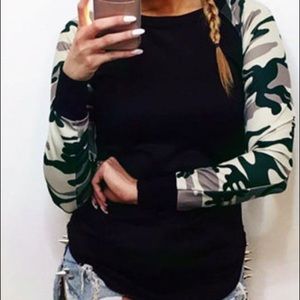 Camo-like baseball tee