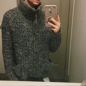 Aritzia (Wilfred Free) Grey Wool Zip-up Sweater