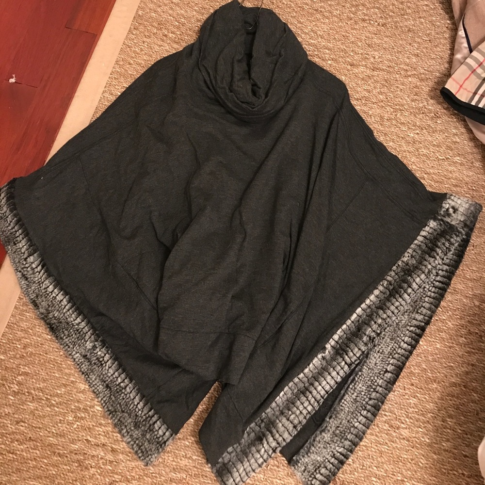 Fur trim poncho