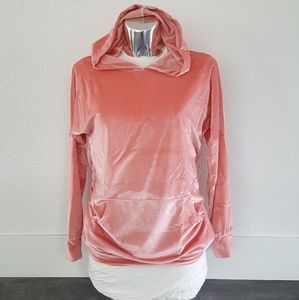 Pink Lush Velvet Hooded Sweatshirt