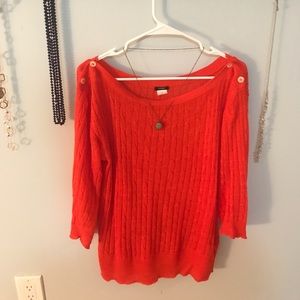 J. Crew Orange Cable linen top