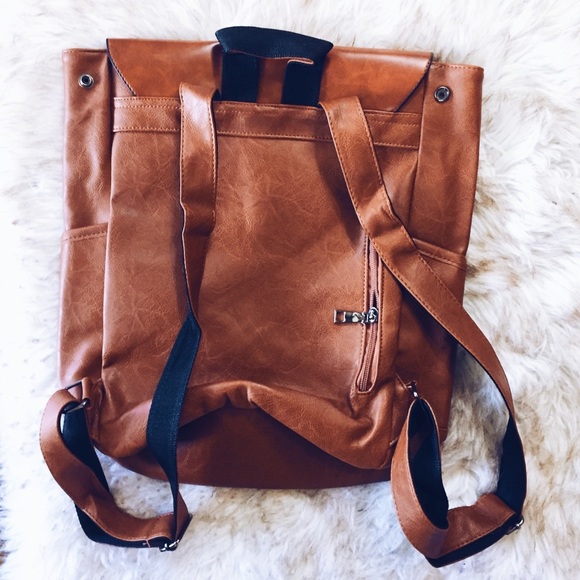 Vegan Leather Messenger Backpack - Picture 7 of 7