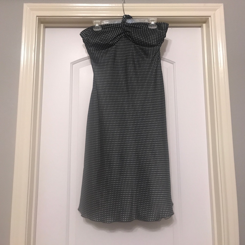Black with white polka dot halter dress