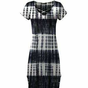 Tie Dye Maxi Dress Slit Sides & Crisscross Neck