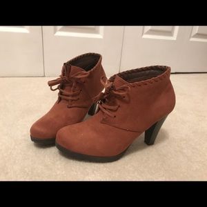 Brown Suede Thick Heel Booties