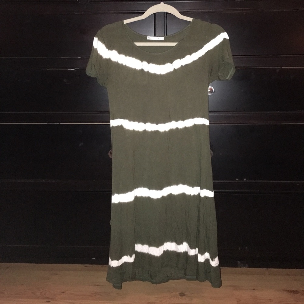 Olive green tie-dye dress