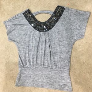Grey Beaded Dress Shirt