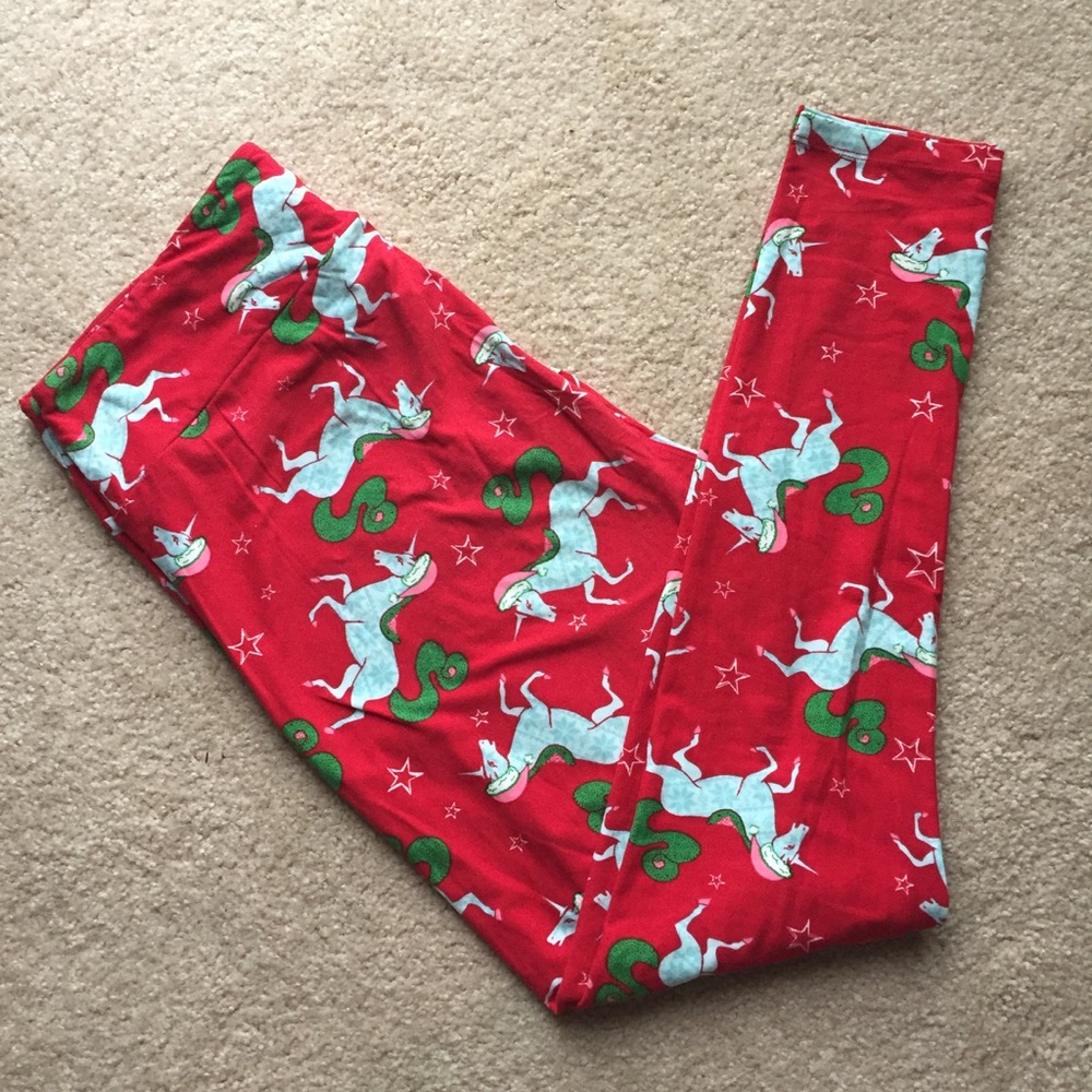 EUC LuLaRoe Christmas Unicorn Leggings TC
