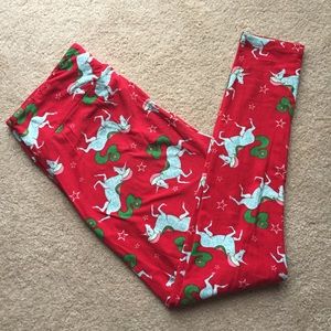 EUC LuLaRoe Christmas Unicorn Leggings TC