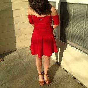 Off Shoulder Red Dress
