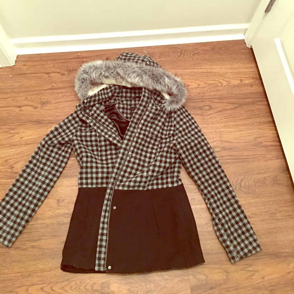 Black and gray coat. Fair condition