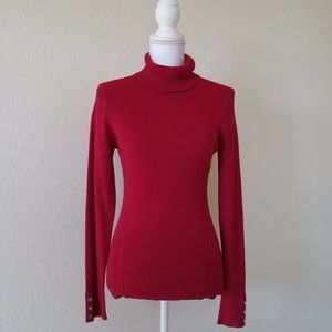 White House Black Market Turtleneck Red Large LS