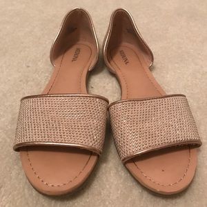 Gem Nude Open Toe Flats
