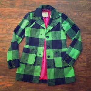 Billabong Plaid Wool Peacoat