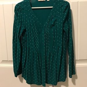 Cute Lauren Conrad polka dot pleated button up!