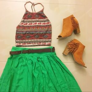 Boho green skirt