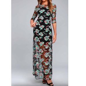 Blossom Black Embroidered Maxi Dress