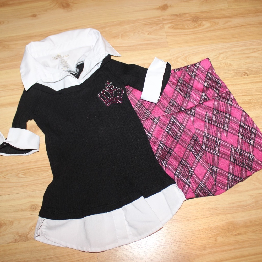 Sz 5 Copper Key School Girl shirt and plaid skirt