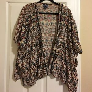 multicolor tribal print wrap/kimono