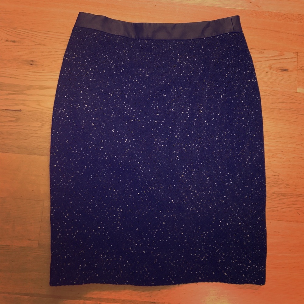 Ann Taylor dark blue skirt with leather trim