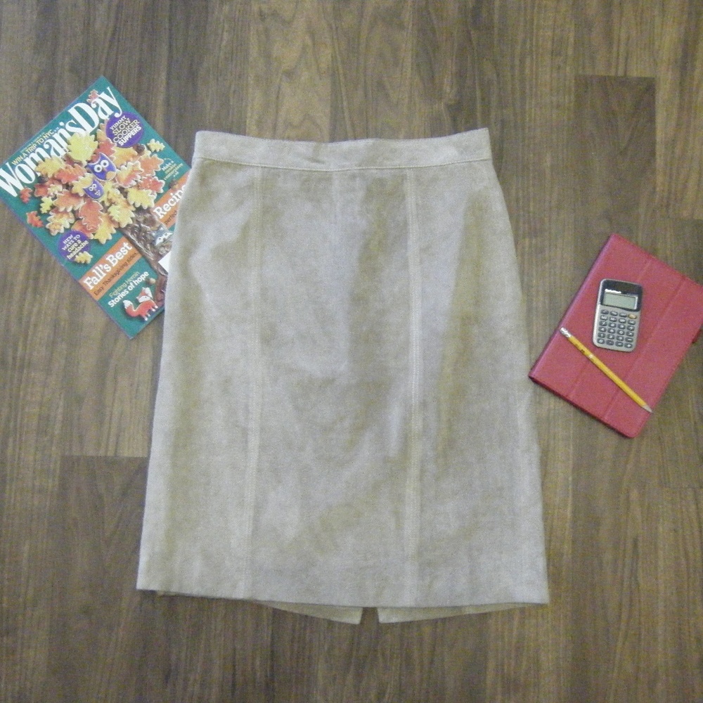 Boston Proper Leather Split Back Pencil Skirt Sz 4